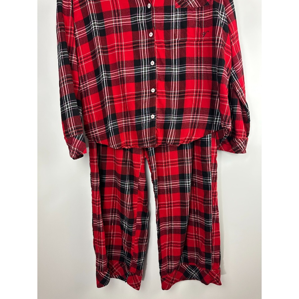 Victoria's Secret Flannel LS Shirt Pants Plaid Pajama Set Large Pjs Xmas Holiday - Picture 4 of 16